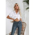 thumbnail image 2 of Women Short Sleeve Blouses Shirts Elegant V Neck Summer Fashion Work Casual Tops, 2 of 11