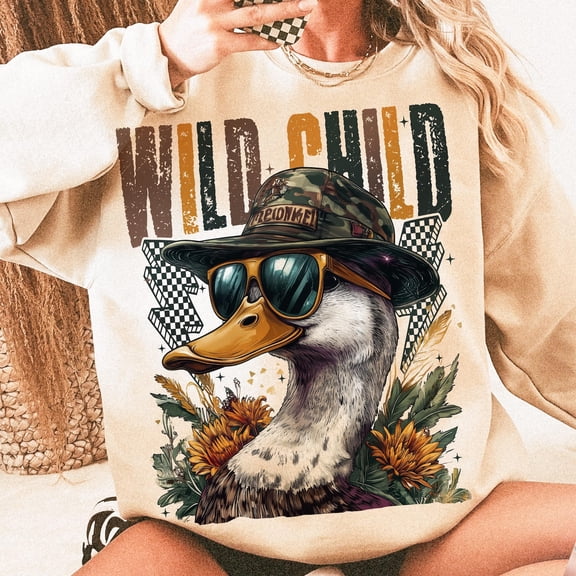Wild Child Duck Hunting Sweatshirt, Funny Boy Hunting Shirt, Toddler Retro Duck Sweatshirt, Kids Outdoor Hunting Shirt, Cute Gift