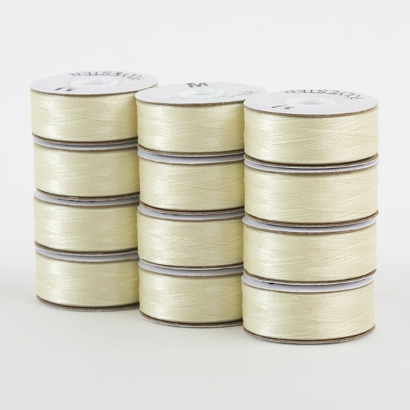 SuperBobs Polyester M-Style Bobbin 12 Pack Ivory