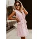 thumbnail image 3 of ABPHQTO Vestido de mujer de tweed con doble botonadura y borde deshilachado rosa, 3 of 5