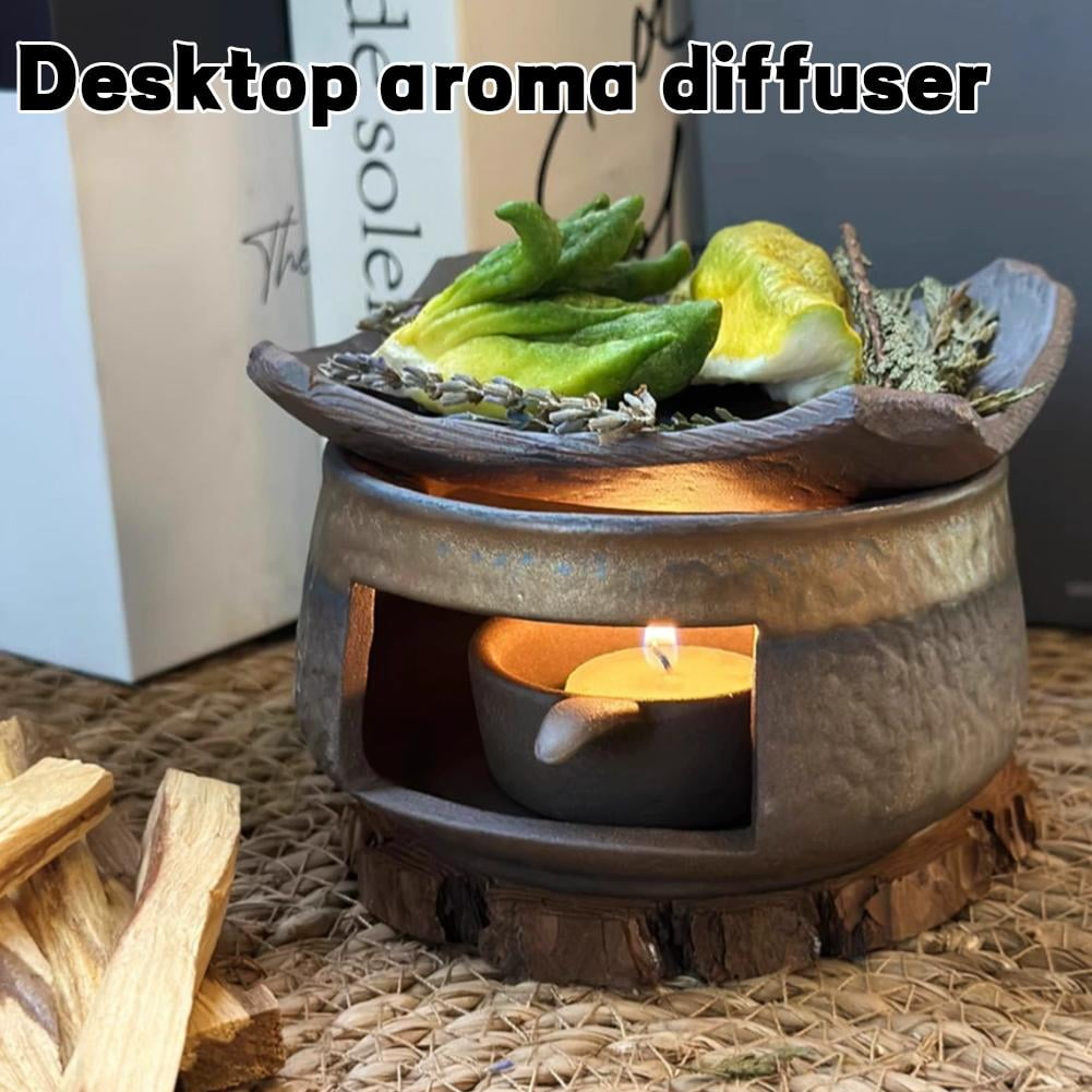 SharkTRUE Cedar and Zen Herb Burner,Ceramic Aromatherapy Stove Essential Oil Burner,Cedar and Zen Incense Burner Kit for Home Office, Tea Light Candle Holders Teapot Warmer for Meditation,Relaxation