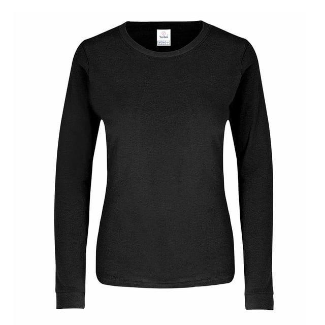 Playera Cuello Redondo Manga Larga con Silueta para Dama · 100% Algodón · Color Negro