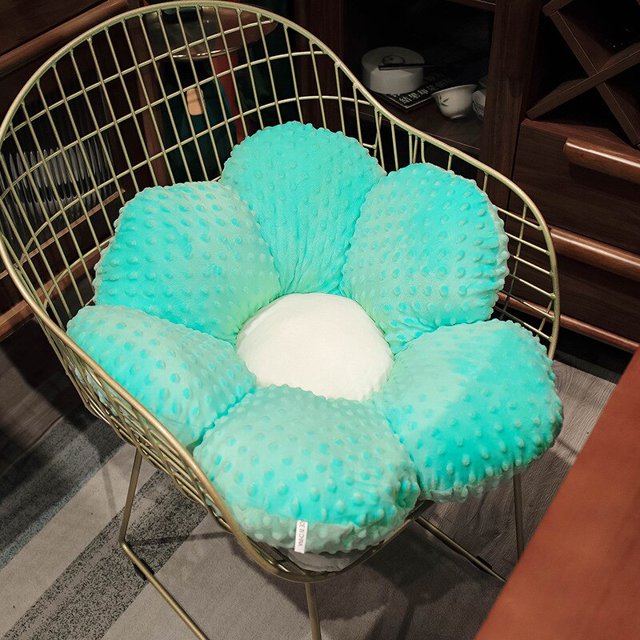 New 30/75cm six Petal Flower Cushion Girly Room Decor Sunflower Pillow Bay Window Grey Flower Setting for Kids Bedroom Seat Pilblue55cm Deng Xun unisex