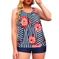 thumbnail image 3 of Plus Size Tankini Swimsuits for Women Blouson Swim Tops with Boyshorts Two Piece Bathing Suits, 3 of 8