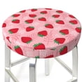 thumbnail image 3 of Xecao's Strawberry Print Stool Covers offer stylish, washable protection for PU round bar stools, perfect for home or commercial use., 3 of 7