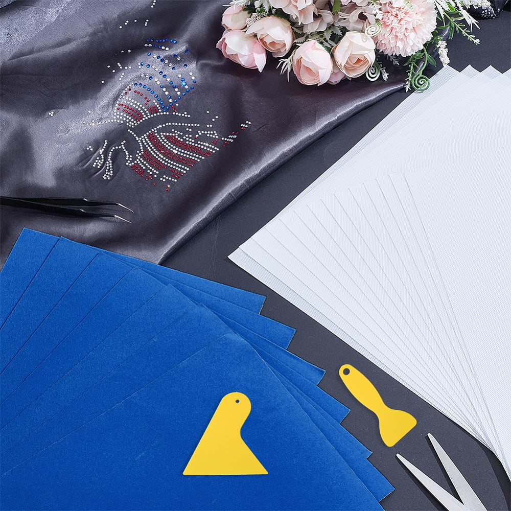 15Sheets Rectangle Flocking Cloth Self-adhesive Fabric with 15Pcs Craft Papers and 2Pcs Plastic Scraper Mixed Color 300x200x1mm