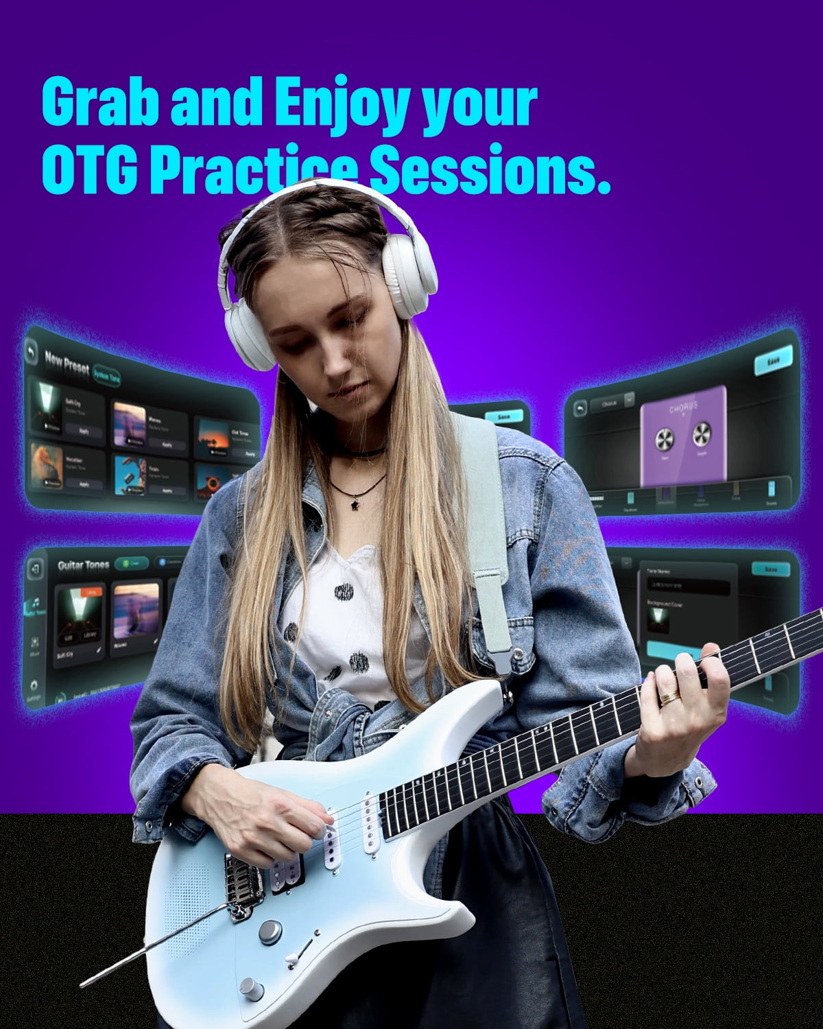 Enya Electric Guitar Inspire 39" Smart Electric Carbon Fiber Guitarra with 15W Wireless Speaker, 20 Distinct Tones, Onboard Presets, Charging Cable, Adjusting Wrench, and Gig Bag