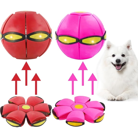 Dog Flying Disc Toy, Flying Saucer Ball for Dogs, Outdoor Games Red Pink 2PCS