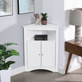 thumbnail image 2 of Bathroom Corner Cabinet, Farmhouse Floor Corner Cabinet with Doors and Adjustable Shelves, Freestanding Wooden Storage Hutch Cupboard for Bathroom, Kitchen, Living Room, White, 2 of 9