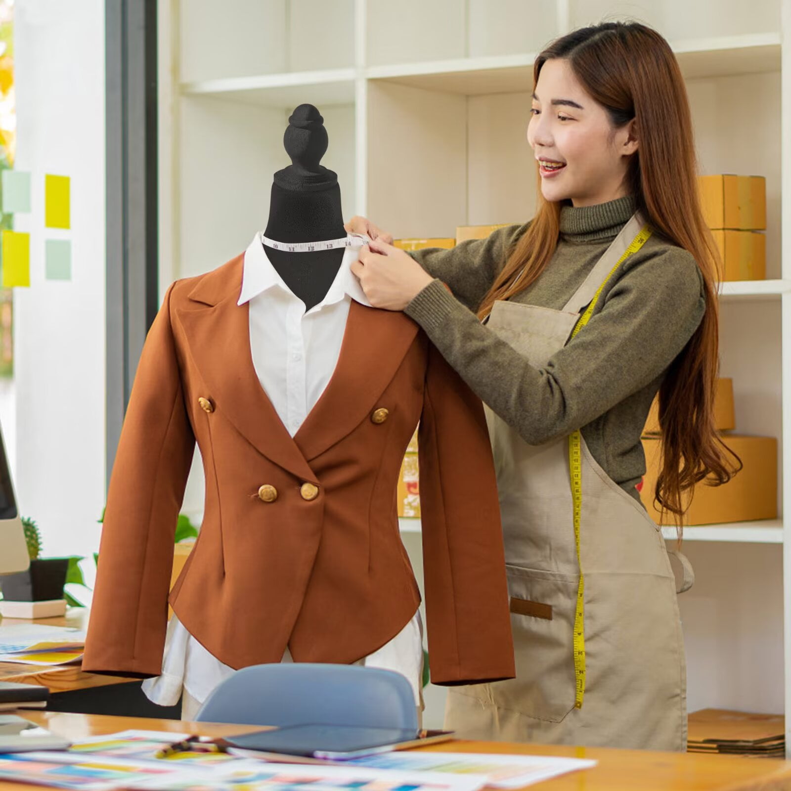 YRLLENSDAN 49.6-63.4 Inch Height Adjustable Sewing Mannequin Body for Clothing Dress Jewelry Display, Half Female Dress Forms with Wooden Tripod Stand for Sewing, Black