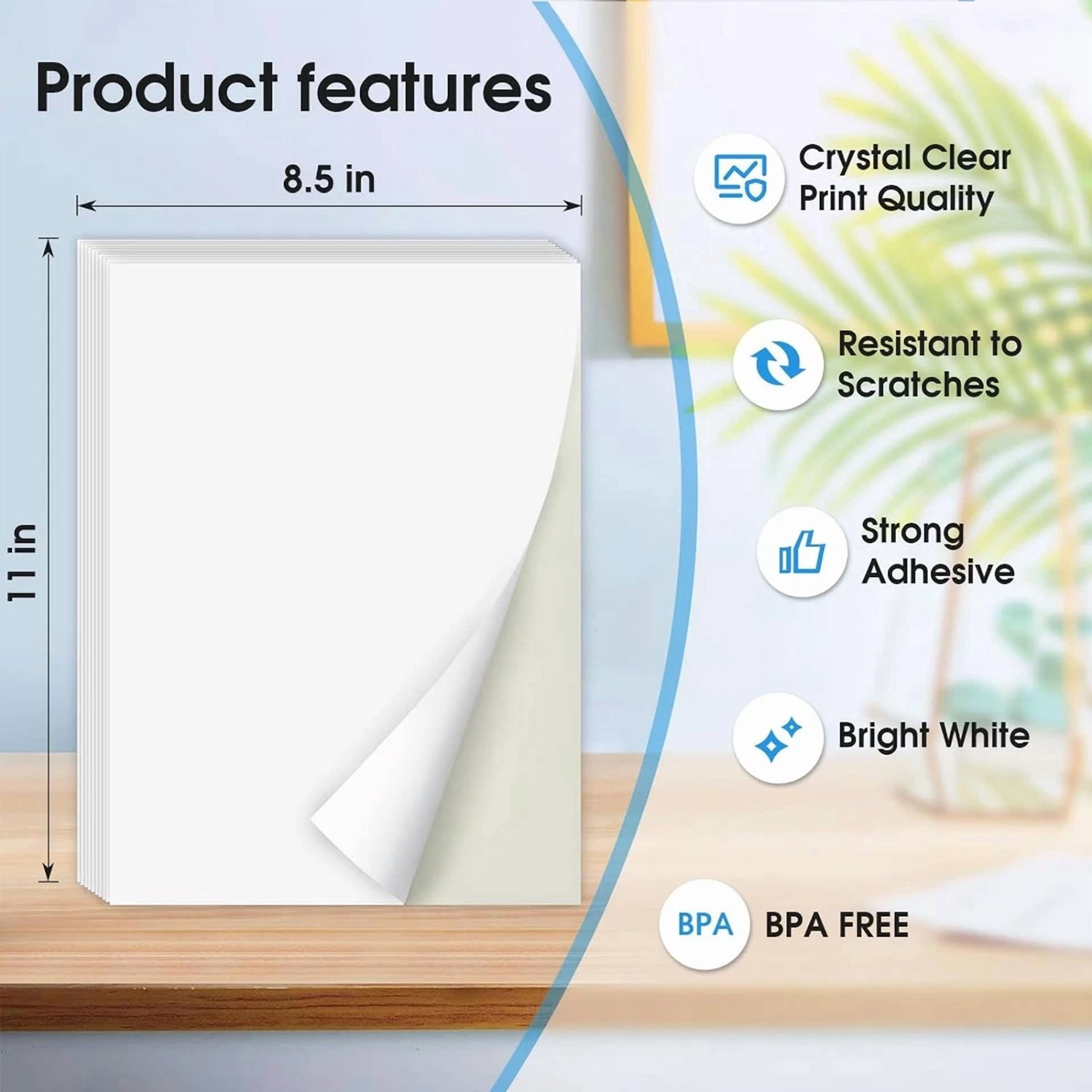 RHEA- 8.5" X 11" Full-Page Sticker Paper For Inkjet Or Laser Printer, Shipping Address