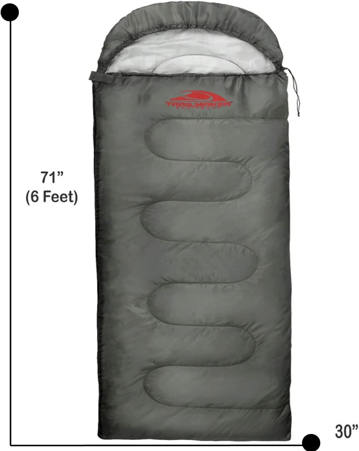 10 Pack of Bulk Wholesale Cold Weather Hooded Sleeping Bags for Adults, Kids, Homeless, Camping, Indoors, Outdoors - 10 Count Hooded Sleeping Bags in Gray 71"L x 30"W