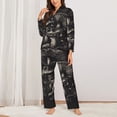 thumbnail image 2 of Balery Monochrome Mushroom Artwork Conjunto de Pijama con Estampado para Mujer, Conjunto de Dos Piezas con Manga Larga, Ropa de Dormir Suave con Bolsillos, Pijamas Cómodos-X-Large, 2 of 7