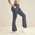 thumbnail image 2 of Women Flare Leggings with Pockets Comfy Yoga Pants High Waist Tummy Control Bootcut Workout Flared Leggings M, 2 of 5
