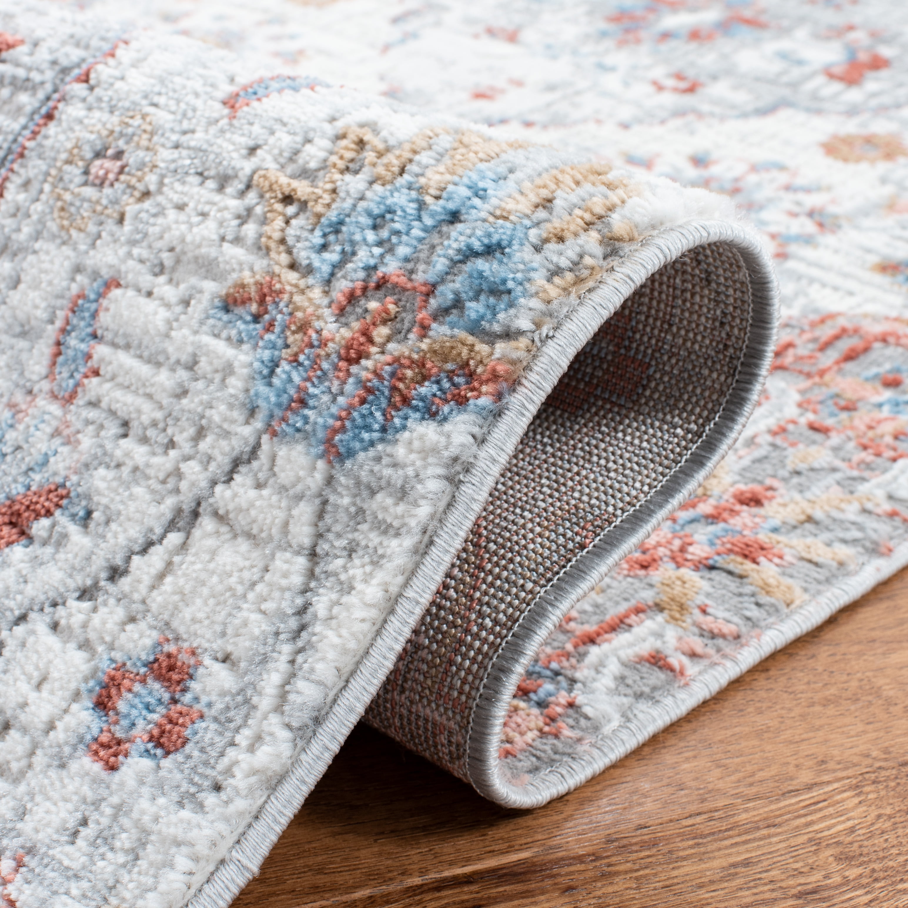 SAFAVIEH Shivan Deloris Floral Damask Area Rug, Ivory/Rust, 4' x 6'