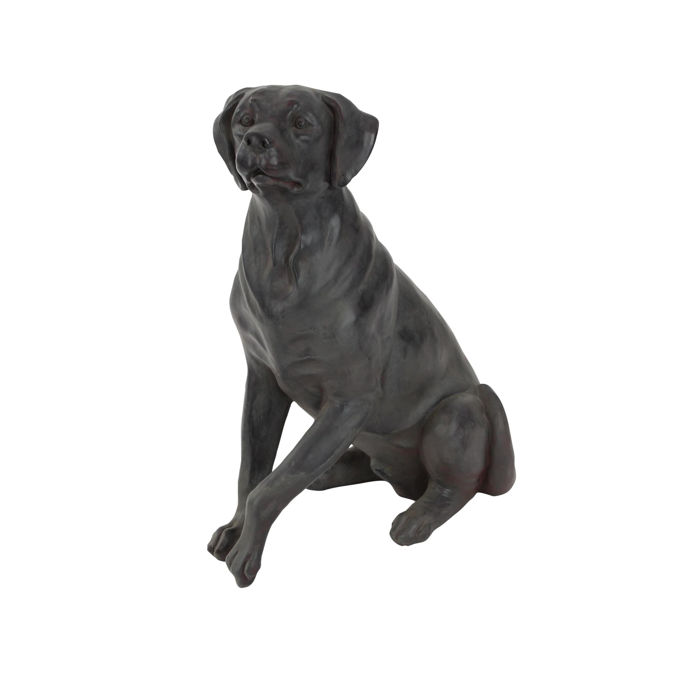 14" x 20" Brown Polystone Dog Sculpture, by DecMode