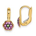 thumbnail image 1 of Quality Gold C4787 14K Yellow Gold Childrens Enamel Flower Leverback Earrings, 1 of 1