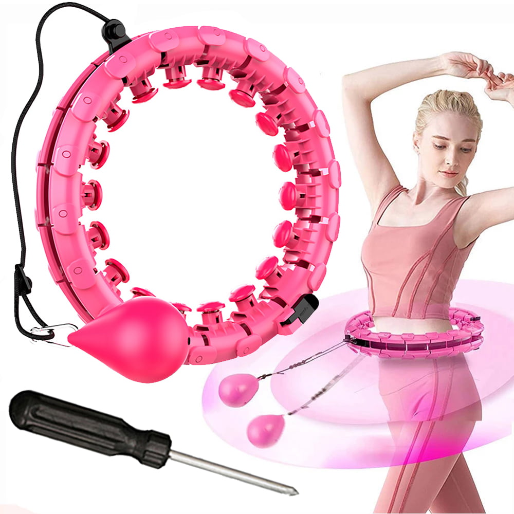 Ghazalla smart weighted hula hoop with massage ball is best workout equipment This weighted hula hoop 5lb reduce your weight in every month 24 Detachable Knots Adjustable Auto-Spinning Ball for Adult 