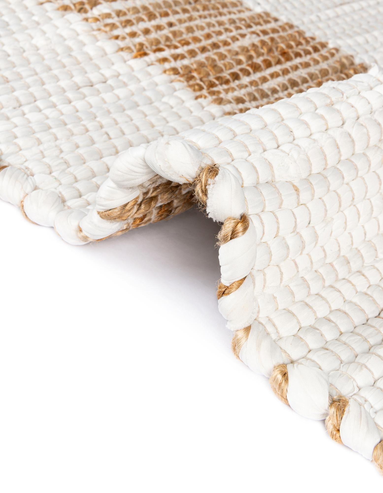 Unique Loom Chindi Jute Collection Area Rug (5' 1" x 8' Rectangle White and Natural/Natural)