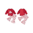thumbnail image 3 of Gupgi 2pcs Toddler Girl Valentine's Day Set Letter Embroidered Ruffled Long Sleeve Sweatshirt Heart Bow Flare Pants, 3 of 9