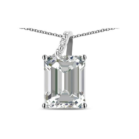 - Star K Large 10x8 Octagon Emerald Cut Genuine White Topaz Pendant Necklace