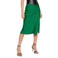thumbnail image 5 of Rggeeun Midi Skirts for Women Satin A-Line Skirt with Side Slit Flowy Solid Color Skirt elastic Waist Outdoor Play,Green,S, 5 of 6