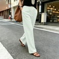thumbnail image 4 of Kvture Women's Striped Wide Leg Yoga Pants High Waist Loose Fit Sweatpants Baggy Drawstring Casual Lounge Flared Joggers Green Pant L, 4 of 5