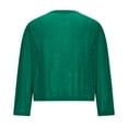 thumbnail image 4 of Women's Sequin Knit Cardigan, Metallic Sparkle Open Front Jacket, Lightweight Long Sleeve Cover Up, Shimmering Thin Cover Cardigan, Casual Evening Wear Top Blackish Green L, 4 of 5
