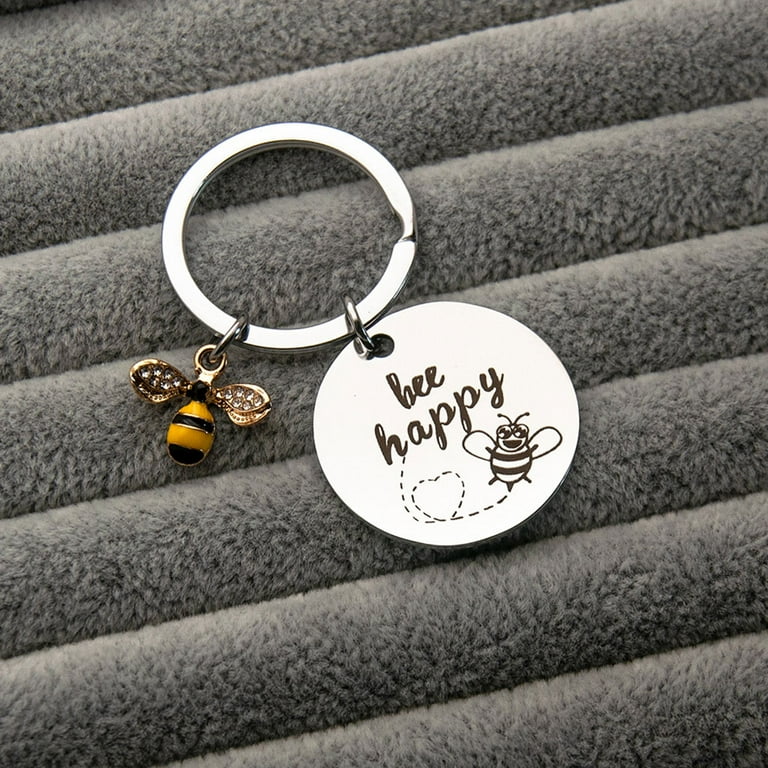 GENEMA Bee Happy Keychain Bee Jewelry Bee Gifts for Bee Lovers Beekeepers  and Teachers 