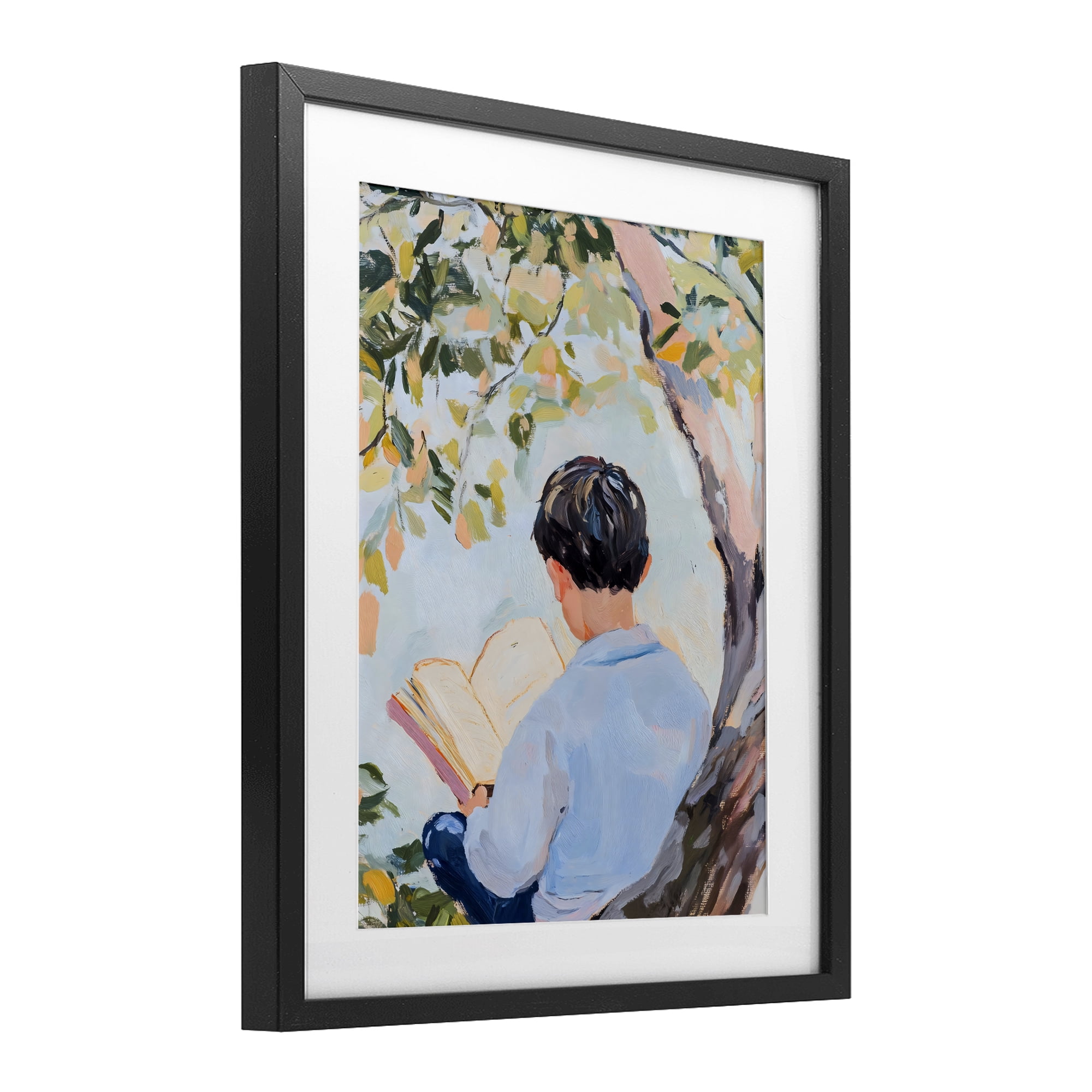Stupell Industries Boy Reading in Nature Black Framed Print Under Glass, design by The Prints Vibe