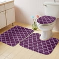 thumbnail image 3 of Purple Plaid Bathroom Rugs Set Retro Country Moroccan National Geometrical Plaid Non Slip Absorbent Soft Bath Mats 3 Piece Set with Bathroom Rug, U-Shaped Floor Mat, Toilet Seat Cover Large Size, 3 of 9