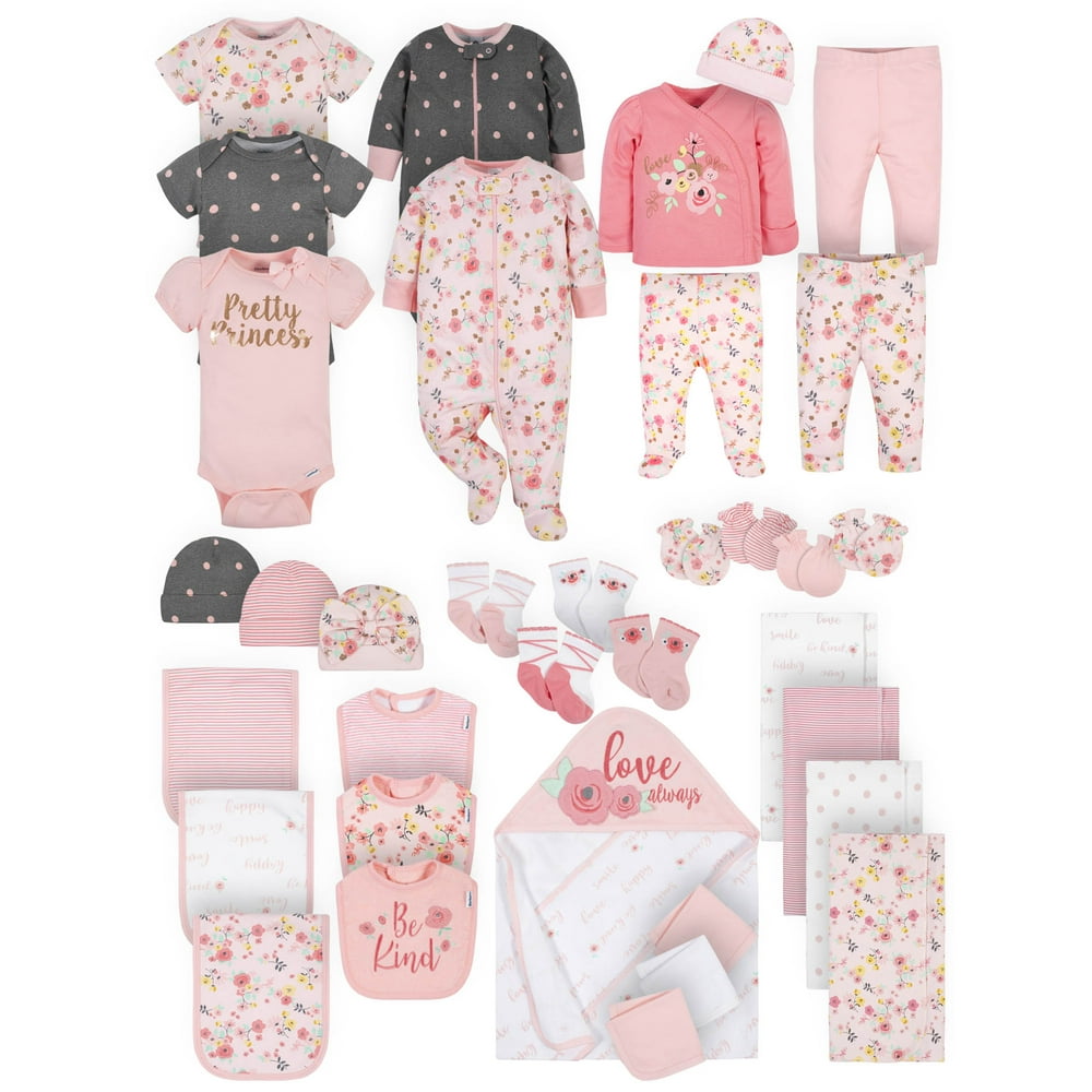 Gerber Gerber Baby Girl Newborn Shower Gift Set, 34Piece (NB0/3M