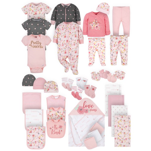 Gerber Gerber Baby Girl Newborn Shower Gift Set, 34Piece (NB0/3M