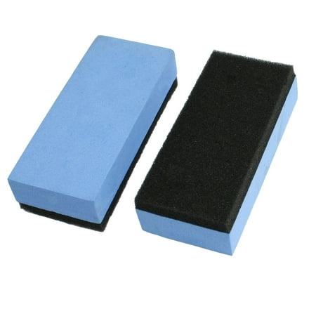 Unique Bargains Blue Black Double Sides Coated Washing Pads for Car Auto 2 Pcs