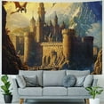 thumbnail image 4 of BCIIG Fantasy Mmedieval Dragon Tapestry Castle Dragon Tapestry Wall Hanging University Dormitory Bedroom Living Room Decor  40x30inch, 4 of 6
