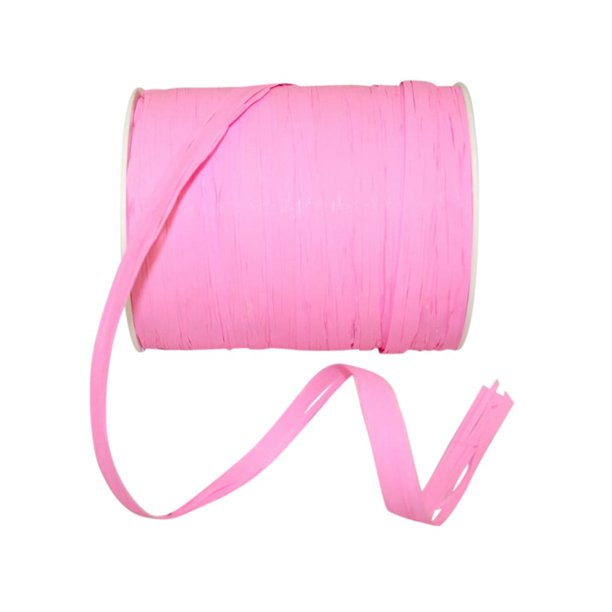 JAM Paper Plastic Raffia Ribbon, Hot Pink, 3/8 in x 100 yd, 1/Pack