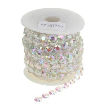 Iridescent Crystal - Iridescent Crystal Beads Strand Ribbon, 1/2-Inch, 15-Yard, Clear
