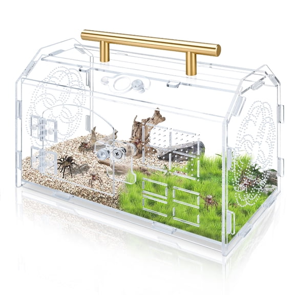 Acrylic Jumping Spider Enclosure, 8.7x5.1x6.9 Inch Versatile Tarantula Enclosure, Jumping Spider Accessories with Front Opening Door& Feeding Holes, Spider Enclosure Kit