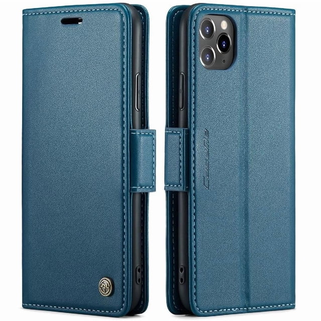 Funda tipo cartera iPhone 11 Pro Max con cierre magnético, RFID, tarjetero, soporte, carga inalámbrica