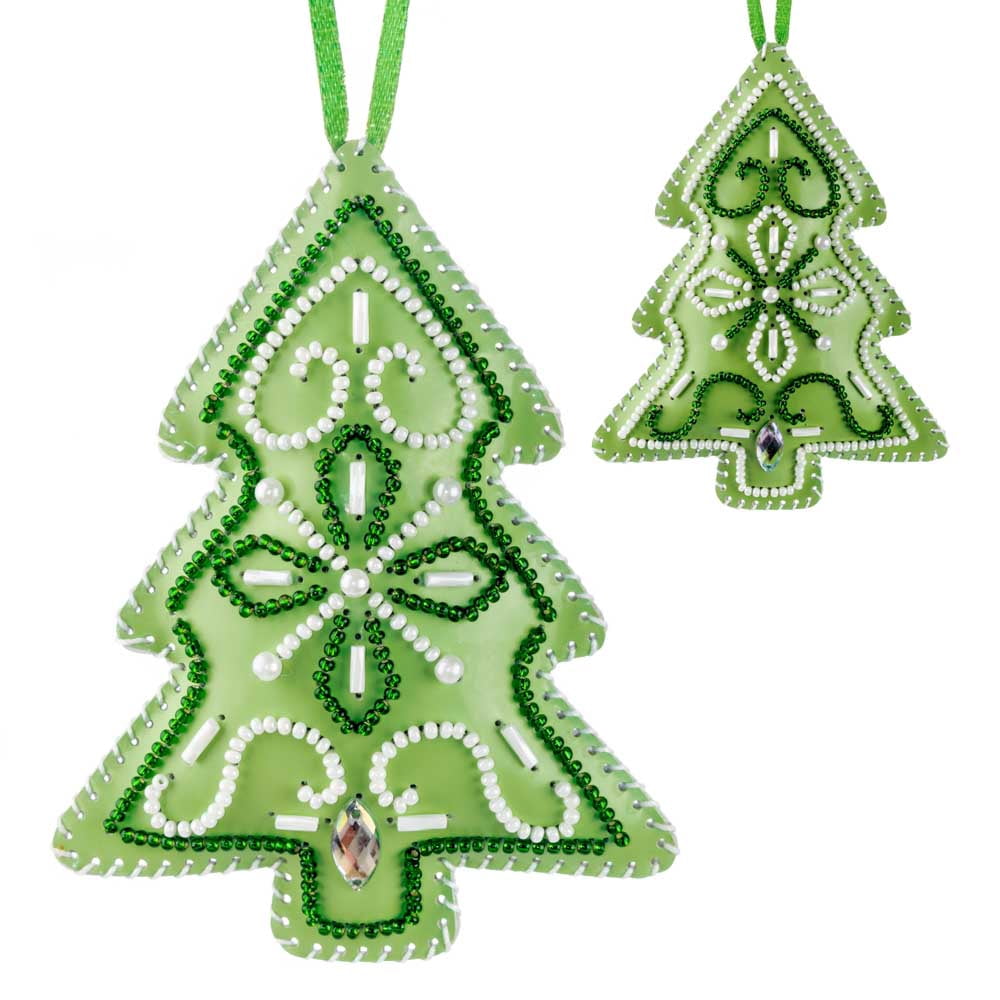 Bead embroidery kit on artificial leather Christmas Tree Ornament FLBB-130