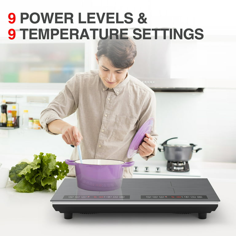 Electric Cooktop 12 inch,Single Burner Plug in Portable 110V Electric Cooktop, Countertop Ceramic Stove Top with Power Levels and Overheat Protection