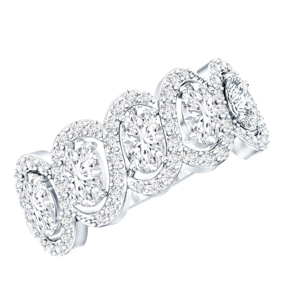 Rosec Jewels Lab Created Diamond Wedding Band - Designer Wide Eternity Ring (EF-VS Quality), 925 Sterling Silver, US 4.00
