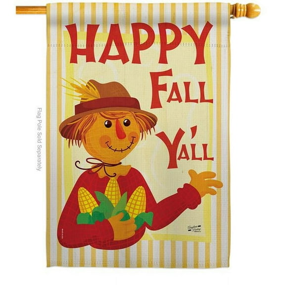 Angeleno Heritage 28 x 40 in. Fall Scarecrow House Flag with Harvest & Autumn Double-Sided Decorative Vertical Flags Decoration Banner Garden Yard Gift