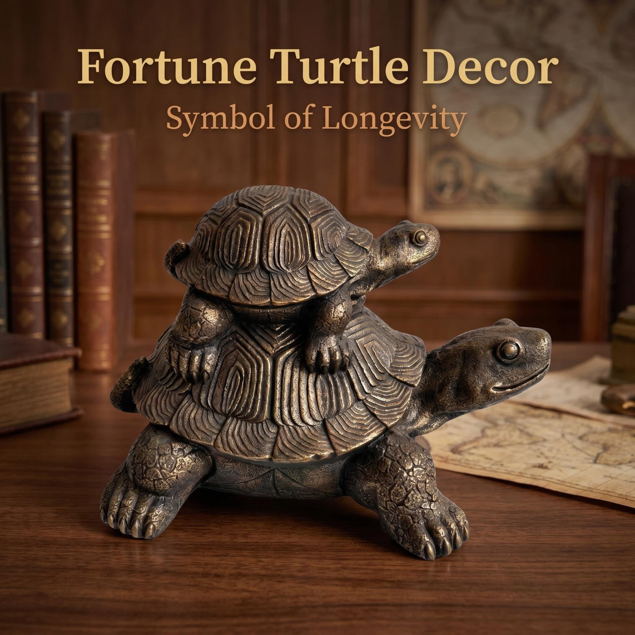 GDF Studio Stacked Turtle Resin Indoor/Outdoor Guardian Statue, Weather-Resistant Decor Figurine for Garden & Courtyard