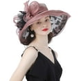 thumbnail image 4 of Women's Derby Church Hat Bridal Tea Party Wedding Party Sun Hat with Detachable Hat Flower as Fascinators, 4 of 6