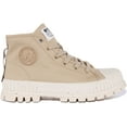 thumbnail image 2 of Palladium Pallashock Mid Men's Lace Up Vegan Canvas Ankle Boot In Beige Size 10, 2 of 6