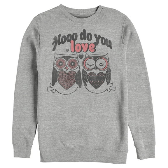Men's Lost Gods Hooo do you Love Owls Sweatshirt Athletic Heather Medium