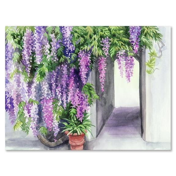 Designart ' Purple Wisteria Blossom ' Traditional Canvas Wall Art Print