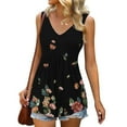 thumbnail image 2 of Usmixi Womens Tank Tops Beach Fashion Floral High Waist Pleated Hem Going out Tunic Vest Tops Summer Trendy Sunflower Print V-Neck Sleeveless Shirts Blouse Black l, 2 of 7