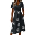 thumbnail image 5 of Minjewel Ladies Floral Casual Fashionable Short Sleeve V-Neck Dress for Spring Summer Women's Daily Casual Wear,Dark Gray,3XL, 5 of 6